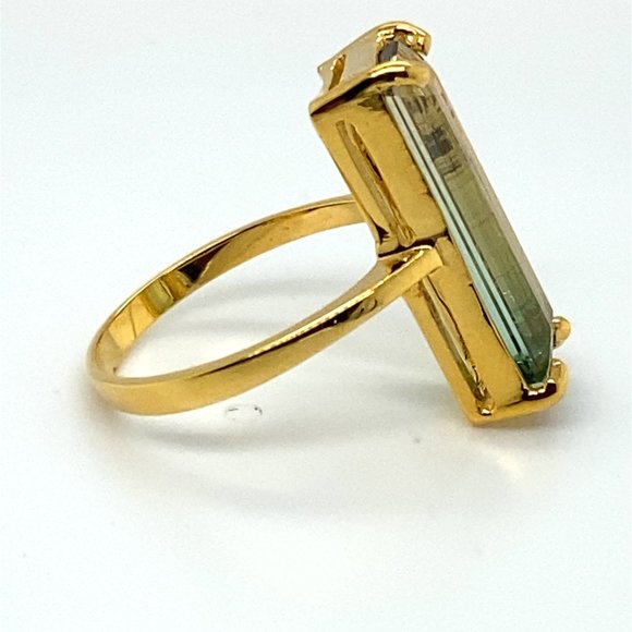 Bi Color Tourmaline 6.02ct Solid 14K Yellow Gold Ring - Picture 5 of 7